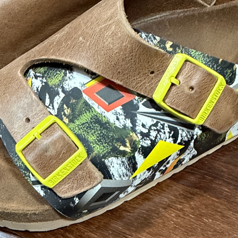 Birkenstock Zürich Brown Leather Sandals with Yellow Buckles Unisex EU46/USM12 - Picture 2 of 13
